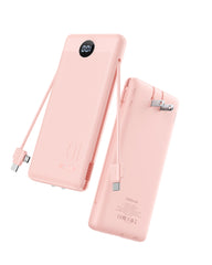 VRURC Slim Portable Charger 10000mAh with Wall Plug - Pink