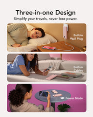 10,000mAh 22.5W Slim Power Bank, Built-in Cables & AC Plug