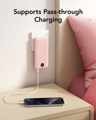 10,000mAh 22.5W Slim Power Bank, Built-in Cables & AC Plug