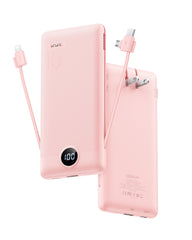 VRURC Slim Portable Charger 10000mAh with Wall Plug - Pink