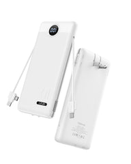 VRURC Slim Portable Charger 10000mAh with Wall Plug - White