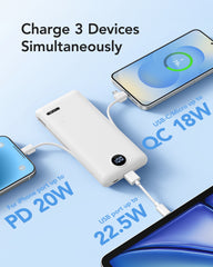20,000mAh 22.5W Built-in Cables & AC Plug Power Bank