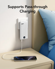 10,000mAh 22.5W Slim Power Bank, Built-in Cables & AC Plug