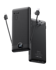 Slim Portable Charger with Wall Plug, 10000mAh Portable Charger Built in Cables