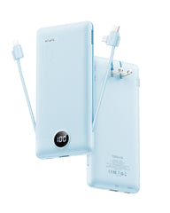 Slim Portable Charger with Wall Plug, 10000mAh Portable Charger Built in Cables