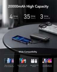 20,000mAh 22.5W Built-in Cables & AC Plug Power Bank