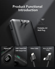 20,000mAh 22.5W Built-in Cables & AC Plug Power Bank