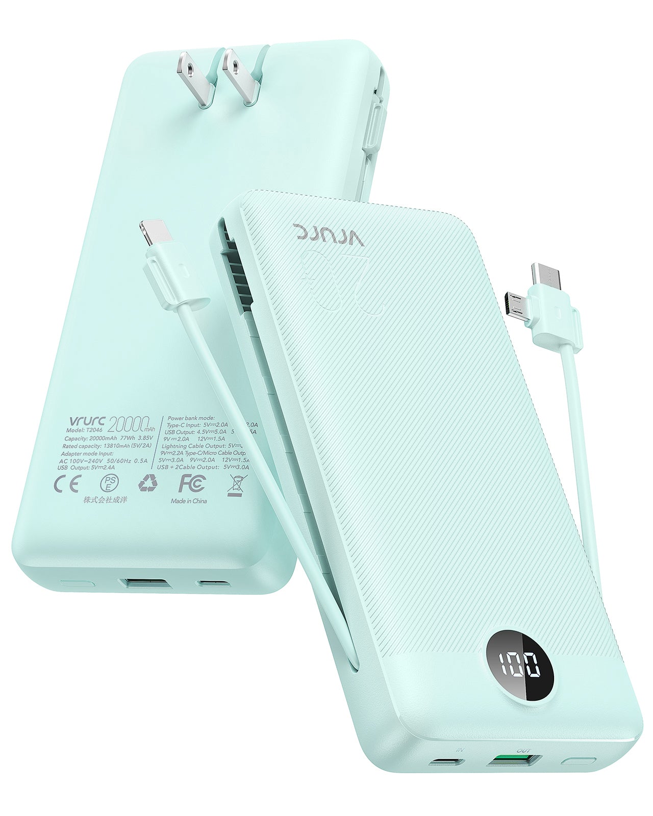 VRURC T2046 20000mAh Portable Charger - Cyan