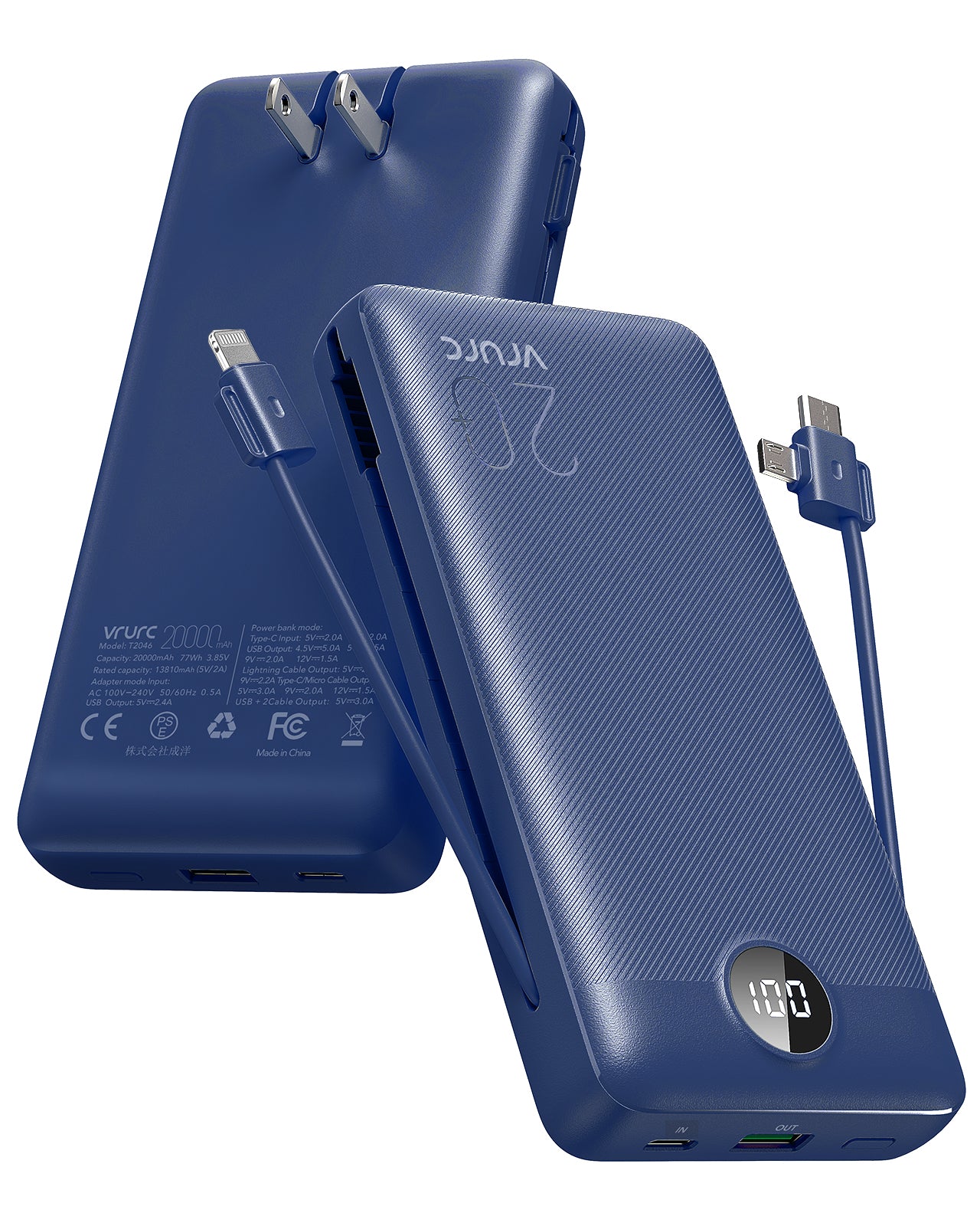 VRURC T2046 20000mAh Portable Charger - Navy Blue