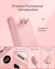 20,000mAh 22.5W Built-in Cables & AC Plug Power Bank