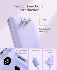 20,000mAh 22.5W Built-in Cables & AC Plug Power Bank