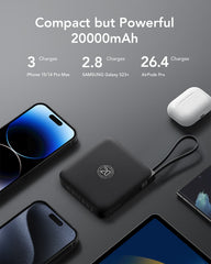 20,000mAh 22.5W 4 Built-in Cables Power Bank