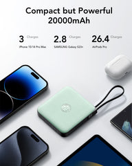 20,000mAh 22.5W 4 Built-in Cables Power Bank