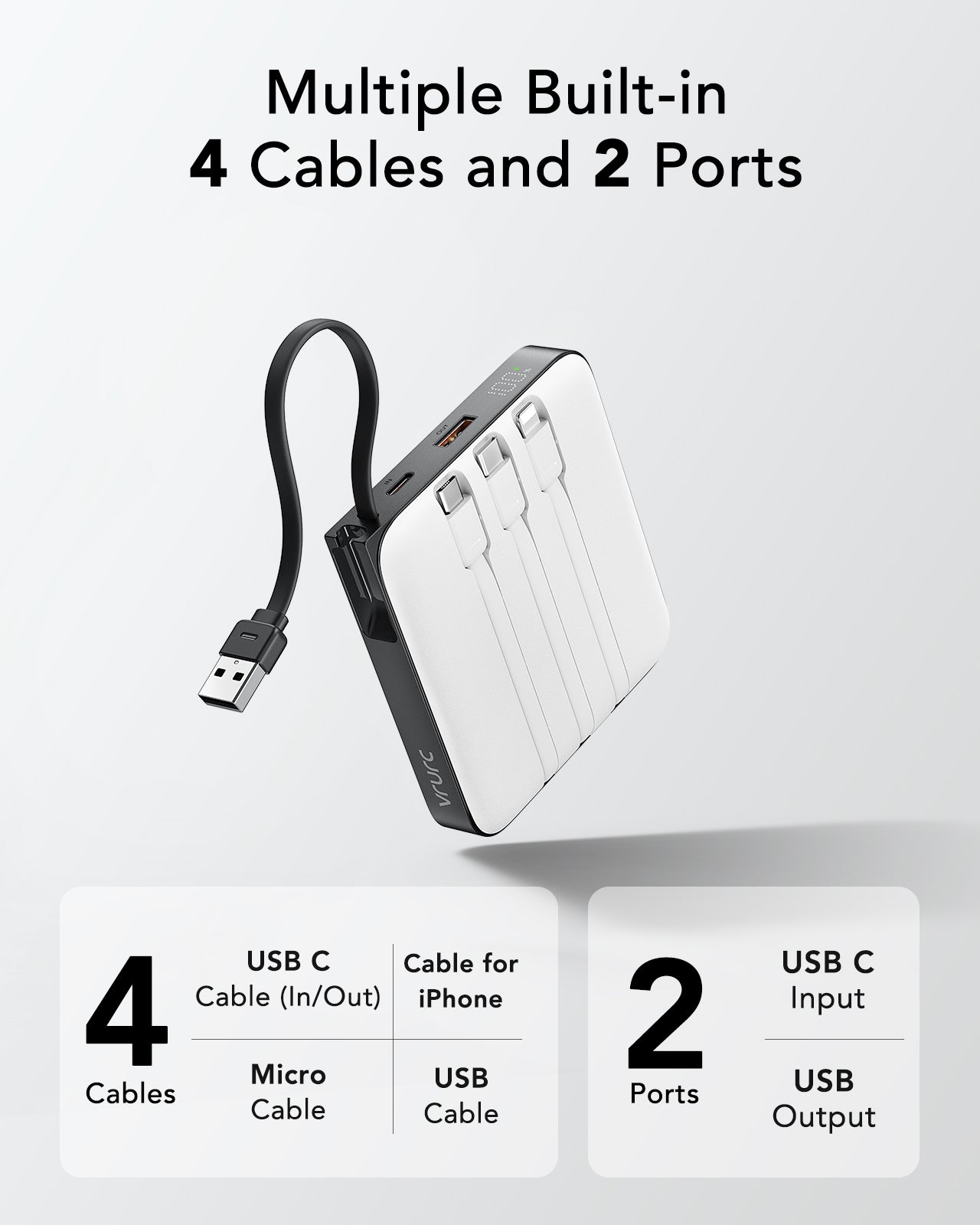 T2066 Multiple Built-in 4 Cables and 2 Ports