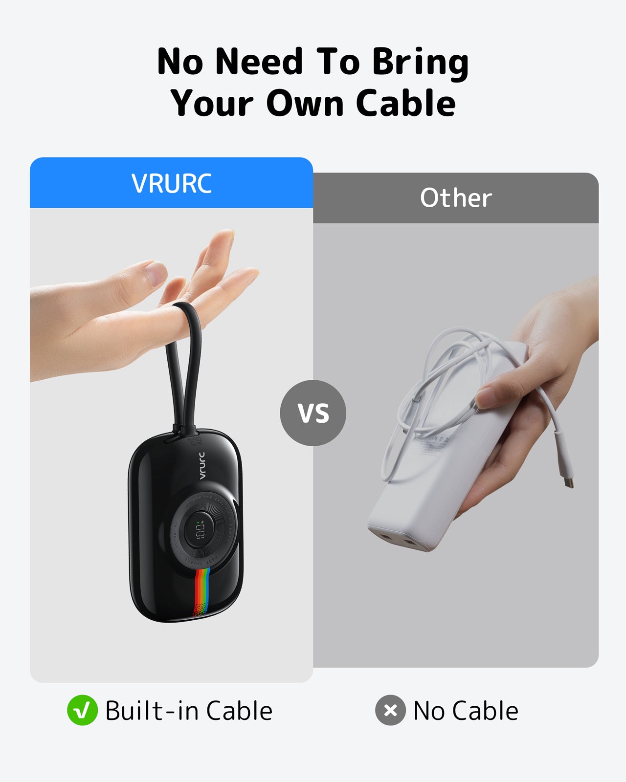 T6S Built in Cable Portable Charger