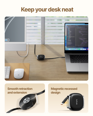 240W Fast Charging Retractable Cable with Magnetic Lock | USB C to USB C Cable Mag Snap