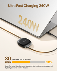 240W Fast Charging Retractable Cable with Magnetic Lock | USB C to USB C Cable Mag Snap