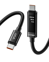 240W USB C to USB C Cable Fast Charging Retractable USB C Cable - Black