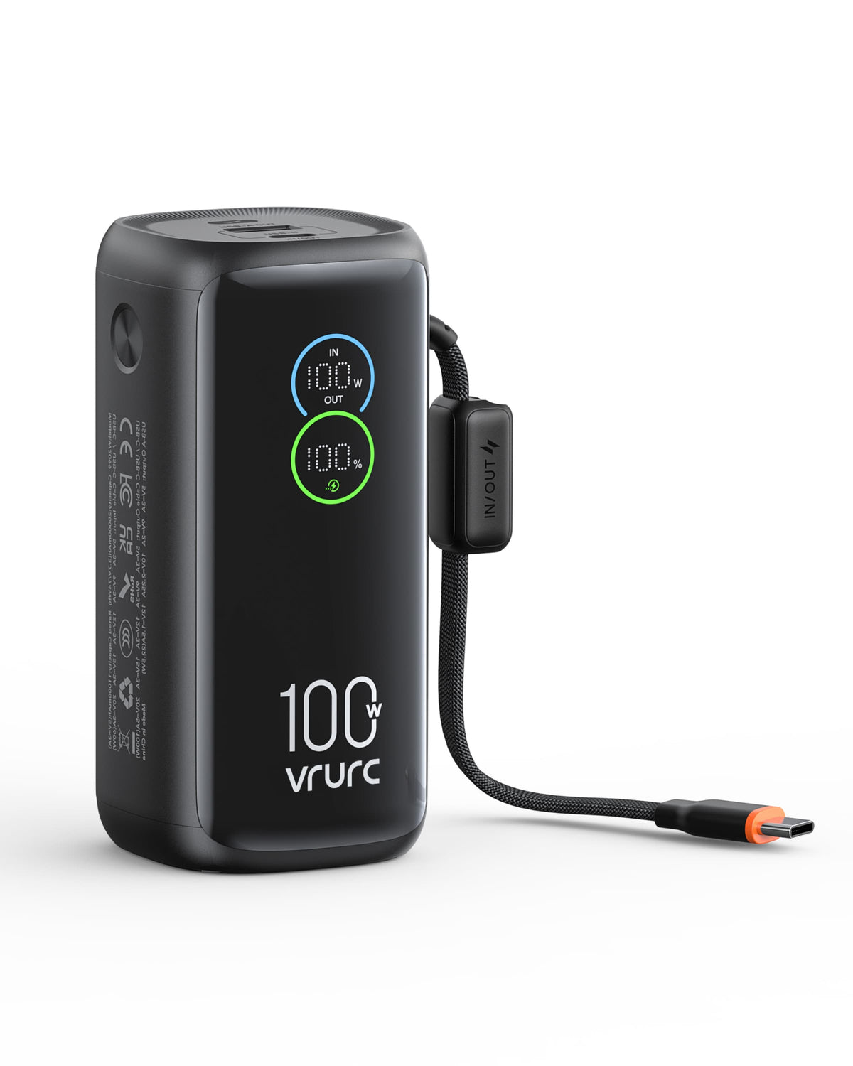 100W 20000mAh Laptop Power Bank with Built-In USB-C Cable