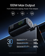 100W 20000mAh Laptop Power Bank with Built-In USB-C Cable