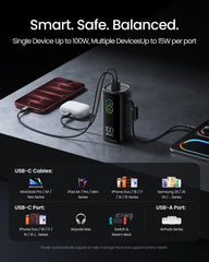 100W 20000mAh Laptop Power Bank with Built-In USB-C Cable