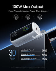 100W 20000mAh Laptop Power Bank with Built-In USB-C Cable