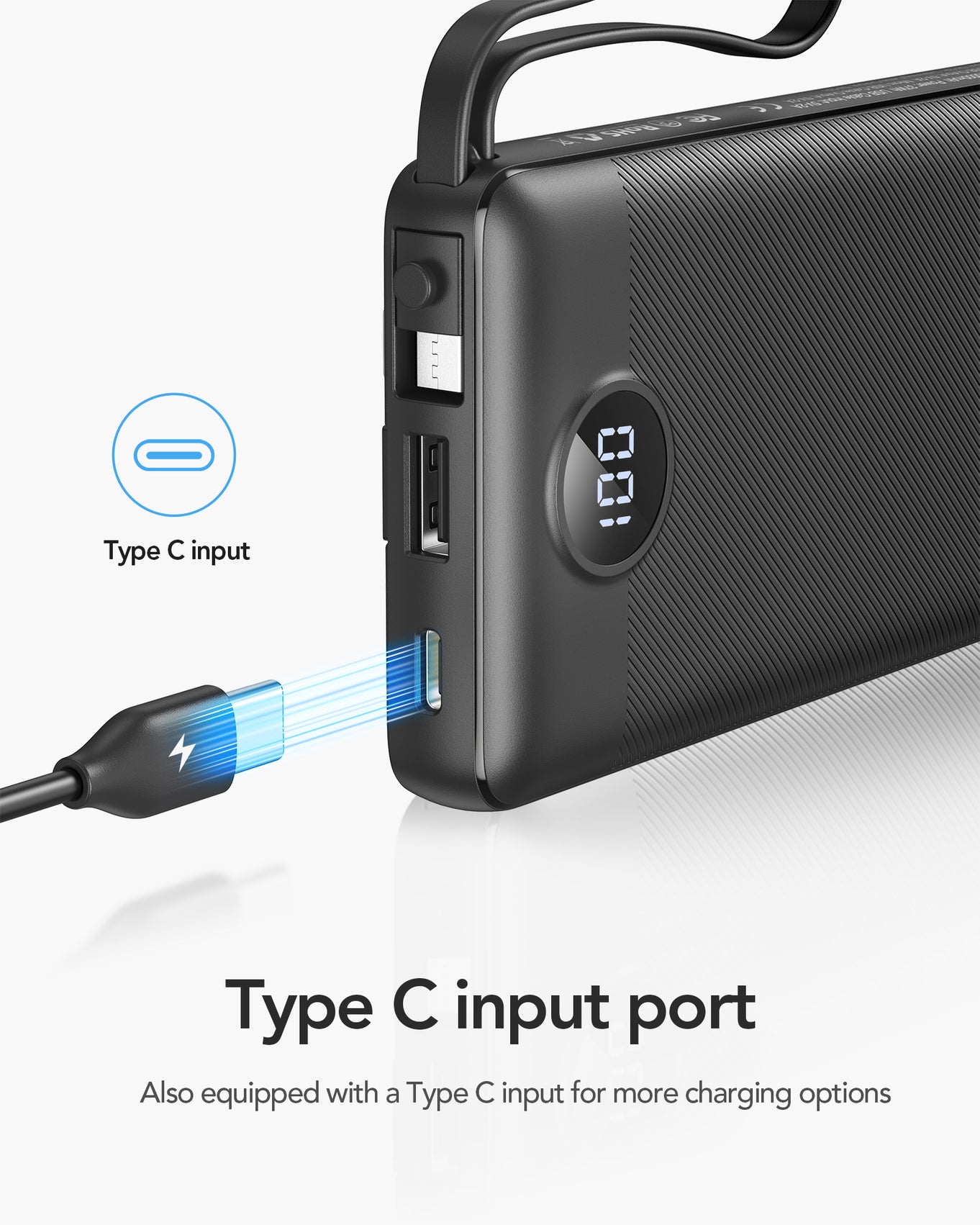 Built in Cables Ultra Slim 10000mAh Power Bank - vrurc