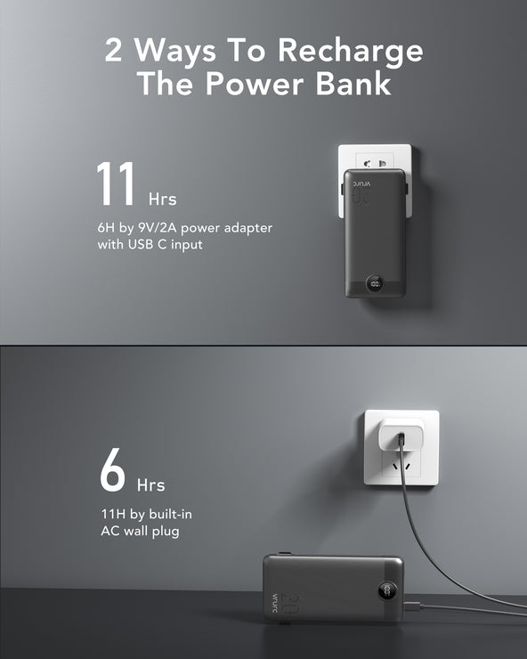 Built in Cables & AC Plug 22.5W Fast Charging Power Bank