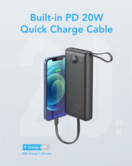 Built in Cords 22.5W PD & QC 3.0 Power Bank