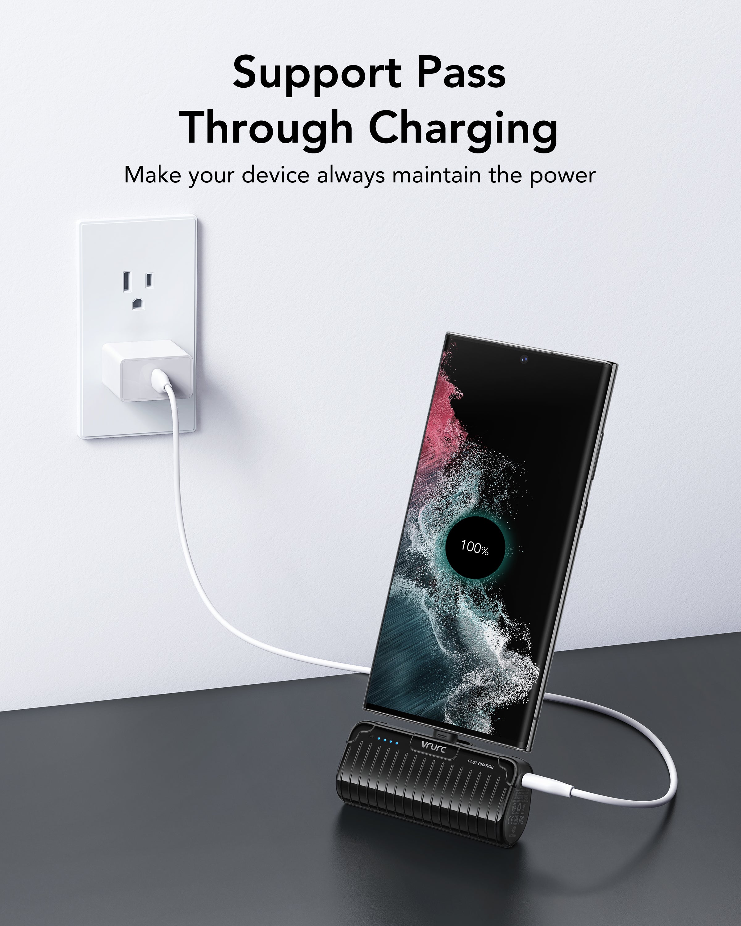 Super Mini Built in Type C Stand PD Power Bank vrurc
