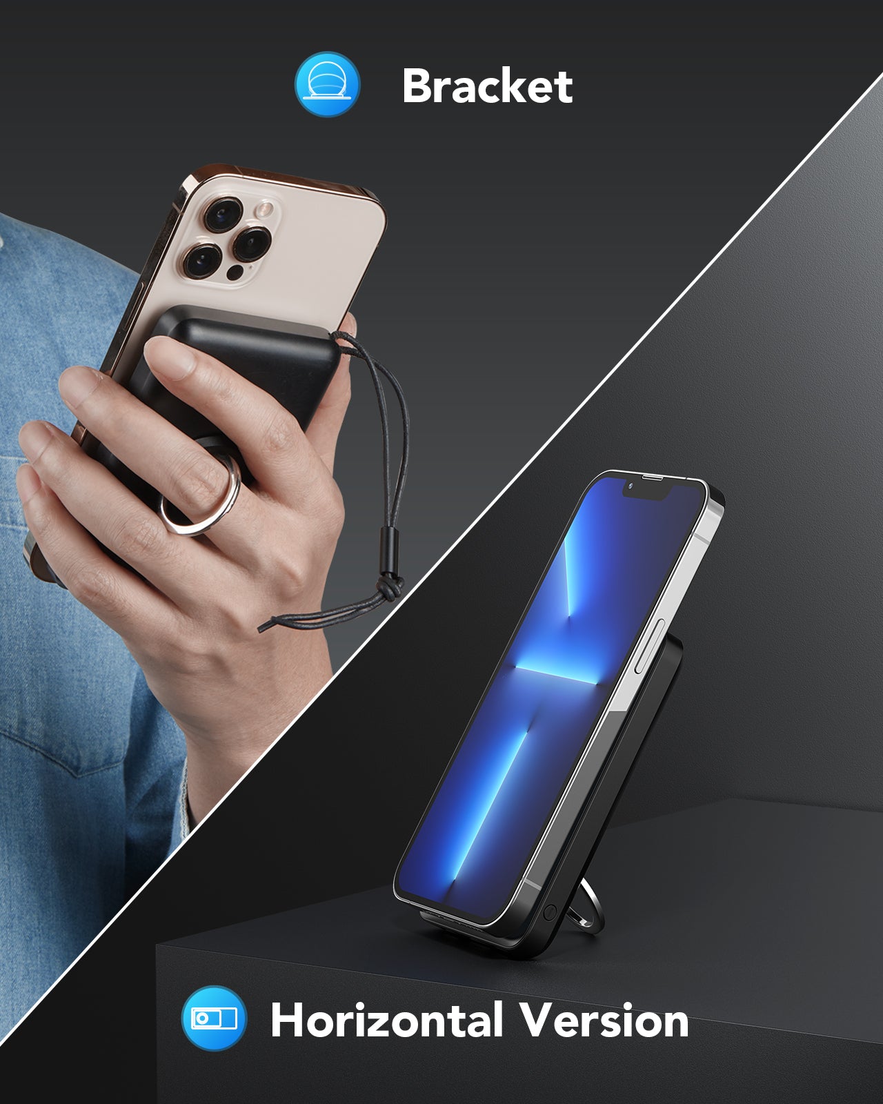Magnetic Wireless Power Bank with Finger Holder