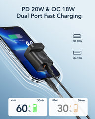 T002 PD 20W and QC 18W Dual Port Fast Charging